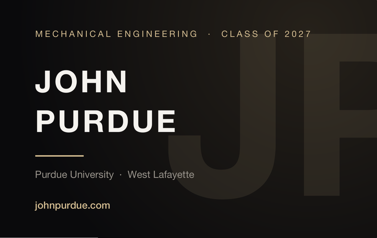 Front of a Hammer Card business card, dark with name and title